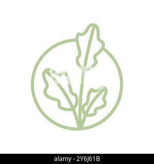 aesthetic leaf circle line minimalist logo design Stock Vector