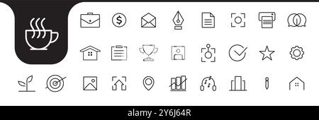 things in the office icon set design vector Stock Vector