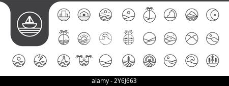 outdoor place line icon set design vector Stock Vector