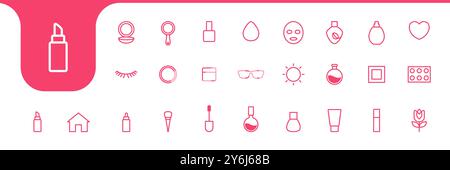 beauty tools kits line icon set design vector Stock Vector