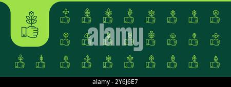 hand hold plant flower line minimal icon design vector Stock Vector