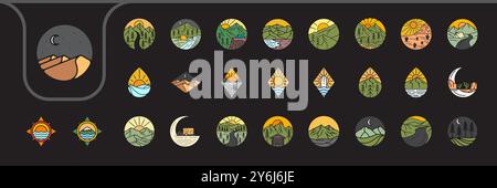 outdoor adventure colorful vintage badge icon logo design vector Stock Vector