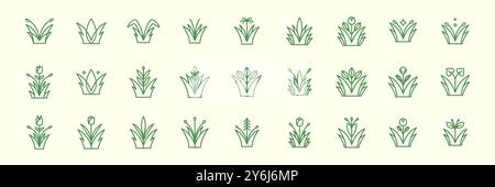 kind of plant flowers gardening botanical agriculture line style minimal icon set collection sign symbol logo design vector illustration Stock Vector