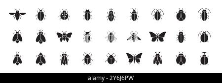 kind of insect flat modern simple minimal icon set collection sign symbol logo design vector illustration Stock Vector