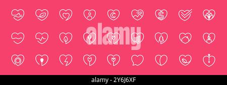 love heart modern line simple minimal icon set collection logo design vector illustration Stock Vector