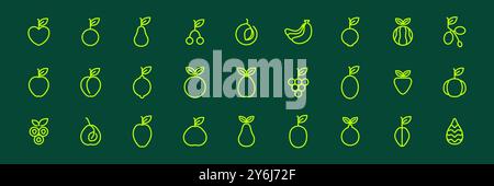 fruits collection line style modern minimal simple icon set logo design vector illustration Stock Vector