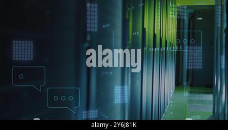 Image of ai text and digital data processing over computer servers Stock Photo