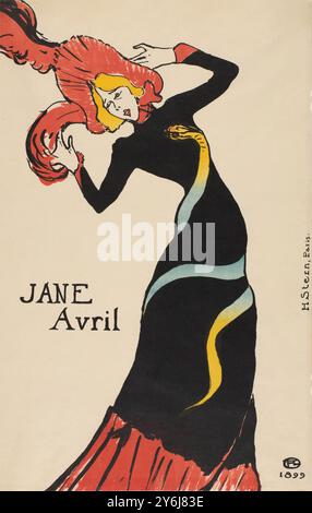 Antique poster for Jane Avril, Henri de Toulouse-Lautrec, 1899 Stock Photo