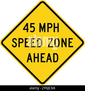 Speed zone ahead. Advance Traffic Control Signs: Stop, Yield, Traffic Lights Ahead, Speed Limits, Draw Bridge, Ramp Meter, and Traffic Using Shoulder. Stock Vector
