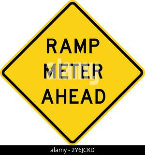 Ramp meter ahead. Advance Traffic Control Signs: Stop, Yield, Traffic Lights Ahead, Speed Limits, Draw Bridge, Ramp Meter, and Traffic Using Shoulder. Stock Vector