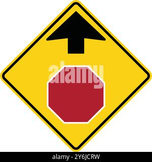 Stop sign ahead. Advance Traffic Control Signs: Stop, Yield, Traffic Lights Ahead, Speed Limits, Draw Bridge, Ramp Meter, and Traffic Using Shoulder. Stock Vector