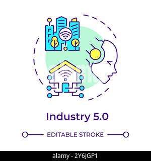 Industry 5.0 multi color concept icon Stock Vector