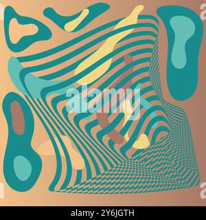 Title Abstract blue, brown, and yellow pattern. Suitable for backgrounds, web design, packaging, textiles, and digital art projects. Stock Vector