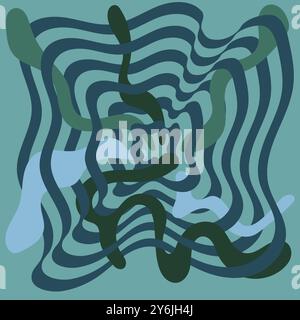 Abstract design with green and blue wavy lines suitable for backgrounds, digital art, web design, and modern concepts. Vibrant and dynamic visual. Stock Vector