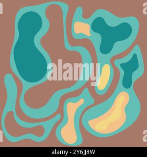 Abstract pattern with brown, blue, and yellow colors suitable for backgrounds, textiles, packaging, and prints in home decor products. Stock Vector