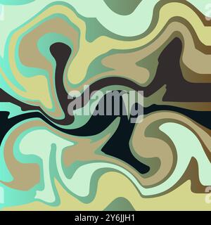 Abstract background with green, brown, black wavy shapes perfect for digital design projects, presentations, posters, wallpapers, and creative artwork Stock Vector