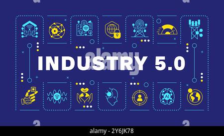 Industry 5 dark blue word concept Stock Vector