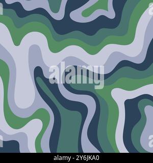 Abstract background with green, blue, and gray wavy lines suitable for digital designs, presentations, website backgrounds, and print materials. Stock Vector
