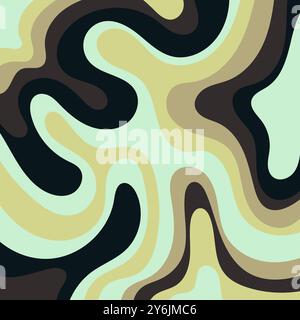Abstract wavy pattern in green, yellow, brown, and black. Suitable for cover designs, backgrounds, digital art, and print materials. Stock Vector