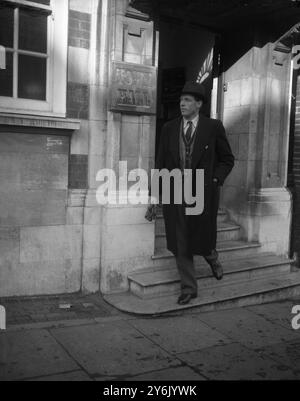 Michael Pitt-Rivers , 35 , a cousin of Lord Montagu of Beaulieu , seen at Lymington  when he appeared at the magistrates court at the Town Hall on serious charges .  Lord Montagu and another man also appeared.  All three were committed for trial 30th January 1954 Stock Photo