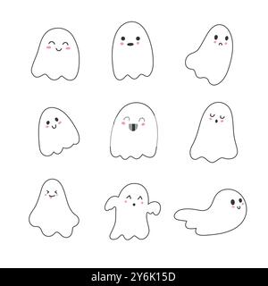 Cute happy Haloween ghosts. Stock Vector