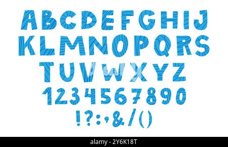 Doodle font with simple hand drawn decor Stock Vector