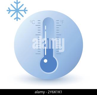 Rounded thermometer symbol. Stock Vector