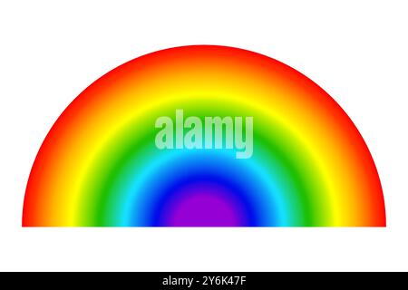 Bright rainbow illustration. Vibrant gradient colors. Semi-circle shape. Multicolor spectrum. Stock Vector