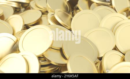 Gold coins. Blank. Background. 3d illustration. Stock Photo