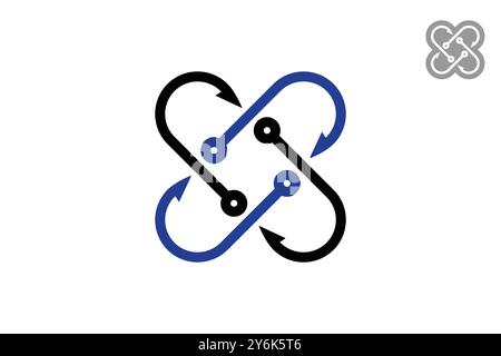 X Fishing hook logo design Stock Vector
