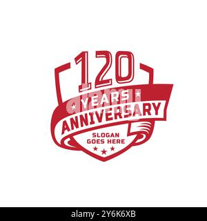 120 years anniversary celebration design template. 120th anniversary logo. Vector and illustration. Stock Vector