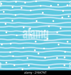 Wave pattern seamless abstract background. Stripes wave pattern white and blue colors for summer vector design. Stock Vector
