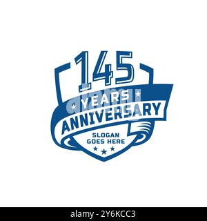 145 years anniversary celebration design template. 145th anniversary logo. Vector and illustration. Stock Vector