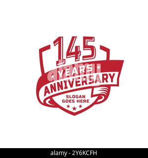 145 years anniversary celebration design template. 145th anniversary logo. Vector and illustration. Stock Vector