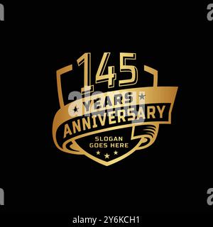 145 years anniversary celebration design template. 145th anniversary logo. Vector and illustration. Stock Vector