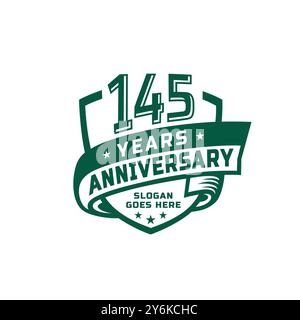 145 years anniversary celebration design template. 145th anniversary logo. Vector and illustration. Stock Vector