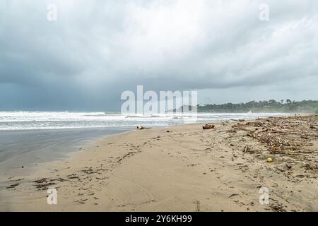 scenic beach at Cavolebora in Panama with bad weather and dark clouds Stock Photo