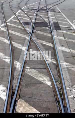 Asphalt road rails Stock Photo - Alamy