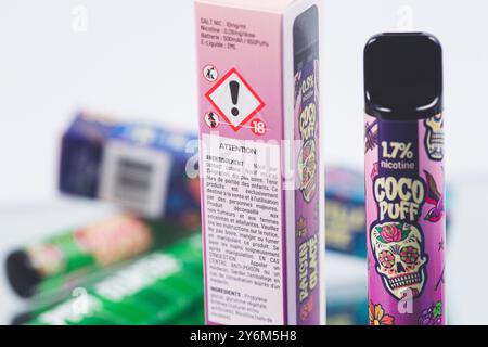 Puff, small disposable electronic cigarette Stock Photo