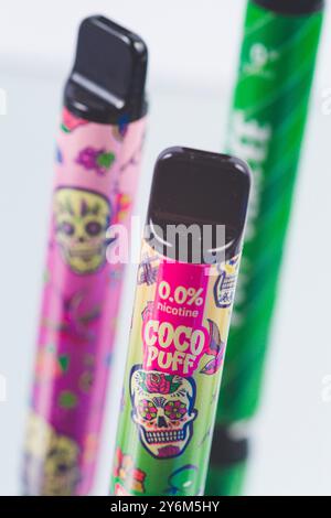 Puff, small disposable electronic cigarette Stock Photo