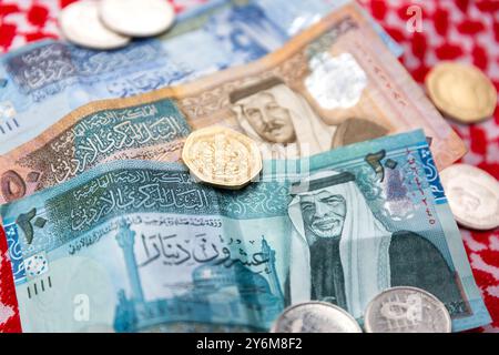 Jordan. Banknotes and coins Stock Photo