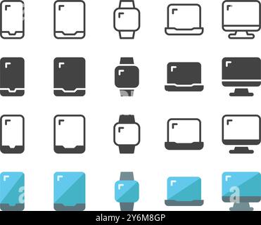 digital device icon set,four style icon,vector and illustration Stock Vector