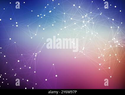 Abstract techno background with a low poly plexus design Stock Vector