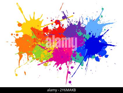 Abstract rainbow coloured hand painted watercolour splatter design Stock Vector