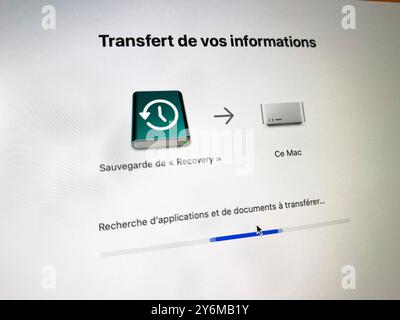 Computer backup. Data transfer Stock Photo