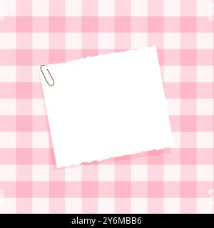 Cute background with a pink checked background and torn paper Stock Vector