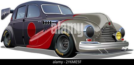 Custom fiction retro race car concept. Available EPS-10 vector format separated by groups and layers with transparency effects for one-click recolor Stock Vector