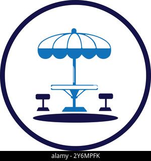 Chair, table, umbrella, cafe, cafe terrace icon Stock Vector