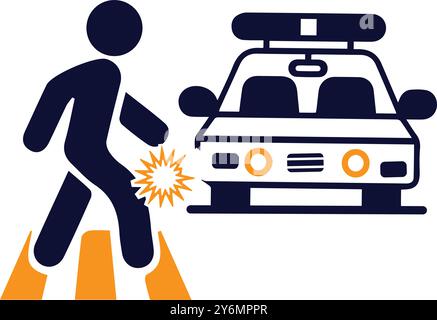 car, accident, man, car knock down a pedestrian icon Stock Vector