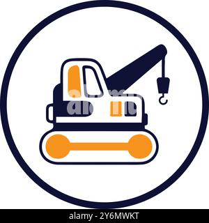 crane, caterpillar, car, caterpillar crane icon Stock Vector